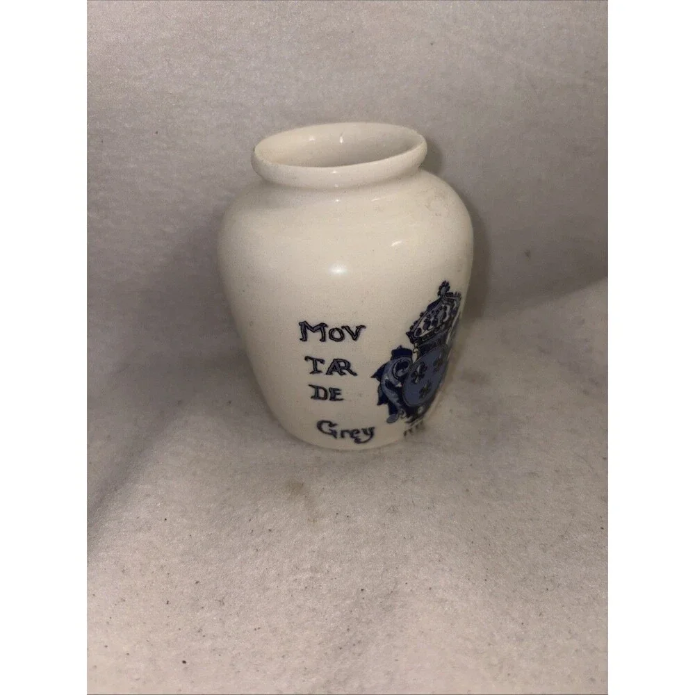 Vintage Dijon Sarreguemines Ironstone French Grey Poupon Dijon Moutarde, 1900's